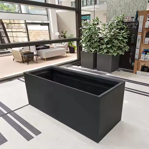 Pots <span class=keywords><strong>de</strong></span> <span class=keywords><strong>fleurs</strong></span> rectangulaires <span class=keywords><strong>en</strong></span> métal personnalisés, légers, haute résistance, haute qualité, auto-arrosants, avec trou <span class=keywords><strong>de</strong></span> drainage pour le jardin - Product Image 2