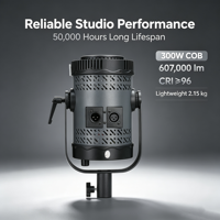 Lumière LED COB FY 300X 300W 607000lm Ra96 2700K 6500K avec contrôle par application et écran LCD pour studio vidéo et photo, 120 degrés