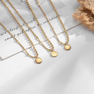 Collier haut de gamme imperméable, anti-ternissement, long, design, plaqué or 18 carats, chaîne à billes en acier inoxydable pour femmes - Product Image 3