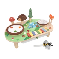 Station musicale en bois à thème forêt avec effets lumineux LED, sons intégrés, instruments multiples, norme européenne, éveil musical