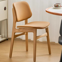 Chaise de salle à manger nordique en bois massif, finition noyer, sans accoudoirs, avec dossier intégré, pour salle à manger et salon