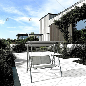 Chaise suspendue <span class=keywords><strong>double</strong></span> d'extérieur avec auvent, 2 places, cadre en métal, fer forgé, patio, jardin, plage, auvent de patio - Product Image 5