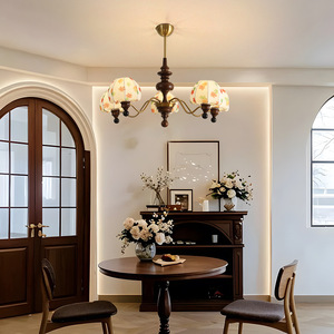 French Retro Style Chandelier Multi Head E27 LED Gold Round <b>Ceiling</b> <b>Light</b> For Bedroom Study - Product Image 2