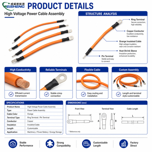 Sistema de Armazenamento de Energia Personalizado, Cabo de Bateria de Alta Tensão, Terminal em Anel, Fiação OEM - Product Image 3