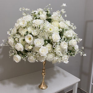 D-FB232 Vente chaude Boule de fleurs blanche Boule de roses de mariage Boule de fleurs artificielle 50cm 60cm Boule de fleurs artificielle en soie pour la décoration - Product Image 1
