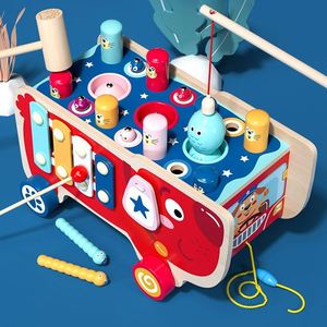 Jeu de pêche, de martelage et de xylophone Whack-a-Mole en bois, jouet éducatif Montessori pour les enfants de 2 à 4 ans - Product Image 3