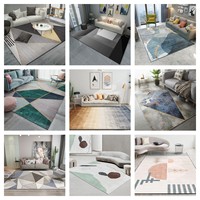 Tapis moderne luxueux en velours gris nordique, rembourré, antidérapant, fabriqué à la machine, avec dos en PVC, poils courts, R STAR JR2-002, tapis de canapé, tapis de chevet