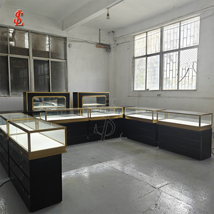 Ensemble de présentoirs à bijoux noir mat de luxe avec éclairage LED localisé, <span class=keywords><strong>vitrine</strong></span> de boutique verrouillable, <span class=keywords><strong>colonne</strong></span> de comptoir - Product Image 4