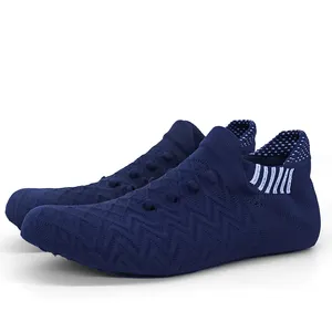 new developed navy blue knit uppers with weave design high heel and double tongue