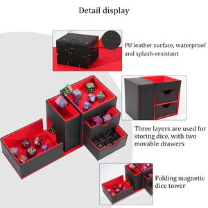 Tour à dés portable pliable en cuir personnalisé FX avec plateau et boîte de rangement magnétique pour DND RPG - Product Image 2