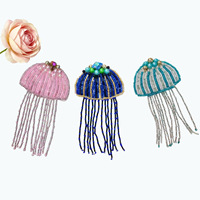 Patchs en tissu perlés faits à la main, série créatures marines : méduse, crabe, dauphin, appliques brodées pour sacs et coques de téléphone