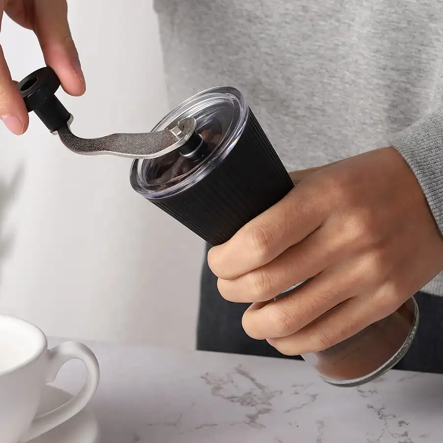 2021 جديد الزجاج القهوة اليدوية طاحونة المخروطية لدغ طاحونة