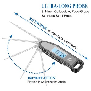 Digital Remote Wireless Foldable Pro Food Kitchen Oven Thermometer Probe for BBQ Oven Meat <b>Timer</b> Temperature Manually Set - Product Image 2