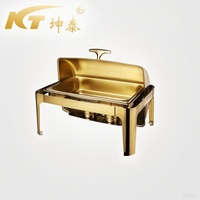 Kuntai Réchaud de buffet professionnel de luxe moderne en acier inoxydable couleur or 9 litres, chauffé au gaz, pour restaurant