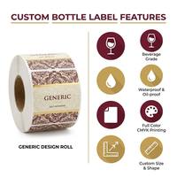 Autocollants adhésifs en PVC personnalisés, imperméables, écologiques, pour bouteilles de boissons, protection UV, qualité congélation, résistants à l'huile, haute adhérence, emballage