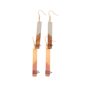 Boucles d'oreilles pendantes géométriques en bois et acrylique style bohème, plaquées or, bijoux de mode pour femmes - Product Image 1