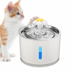 2.4L Automatische Zirkulation Wasser brunnen Edelstahl Wassersp ender Austauschbare Filtration <span class=keywords><strong>Pet</strong></span> Dog Cat Trink futter automat - Product Image 1