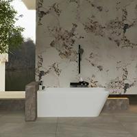 Baignoire d'angle profonde moderne en pierre artificielle, surface solide pure, écologique, durable, capacité 60 gallons+, pour usage intérieur