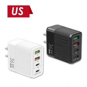 อะแดปเตอร์ชาร์จโทรศัพท์มือถือแบบเร็ว 36W 2PD+2USB ช่องเสียบหลายพอร์ต สำหรับ UK US EU - Product Image 4