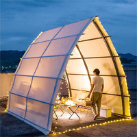 Tente Ovale HOUMU Quatre Saisons Résistante au Vent et aux Intempéries en Tissu Oxford 210D, Simple, pour Barbecue Extérieur et Usage Commercial