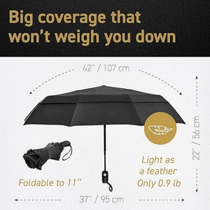 21-27 Inch Extra Large Black Golf Folding Umbrella Windproof Storm Protection with Vent Manual Control for Men and Women - Product Image 5
