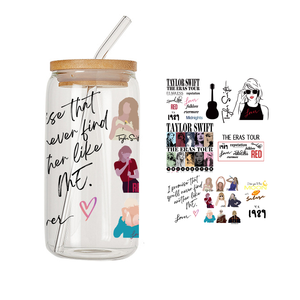 Hồng Bow Ribbon coquette UV dtf bọc Bow Glass cup bọc decal 100 + coquette Bow 16oz thủy tinh UV dtf cup bọc dán - Product Image 1