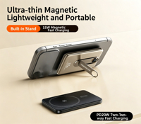 Batterie externe magnétique ultra-fine en alliage d'aluminium 5000/10000mAh 15W 20W sans fil PD Type-C portable