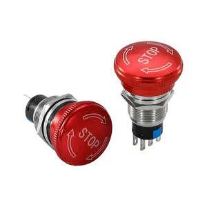 19mm ouverture normale fermeture en acier inoxydable bouton poussoir interrupteur d'arrêt tête rouge pour voiture