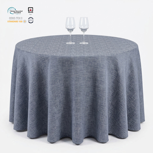 Hospitality Grade Ivory 108 Inch Round Jacquard Floral Polyester Reusable Waterproof Elegant Tablecloth for Weddings & Banquets - Product Image 1