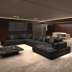 Tùy Chỉnh Hiện Đạ<span class=keywords><strong>i</strong></span> Modular Sang Trọng Phòng Khách Thiết Lập Hình Chữ U Góc Cắt Sofa Bảng Chính Hãng Da Bìa Vả<span class=keywords><strong>i</strong></span> Miếng Bọt Biển Đầy - Product Image 4