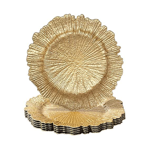 Assiette en plastique irrégulière dorée effet peinture pulvérisée pour mariages, hôtels et fêtes (style européen et américain) - Product Image 1