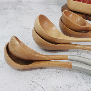 Juego de Cucharas de Madera de Haya Sunshine Hemu, Cucharón Curvo Grande, Mediano y Pequeño, Utensilios de Cocina Reutilizables - Product Image 4