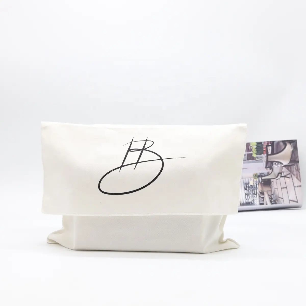 Custom Logo Printed White Twill Cotton Envelope Dust Bag For Shoes Large Cotton Underwear Gift Packaging Bag