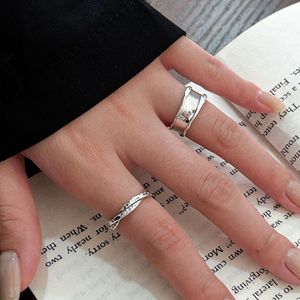 925 Sterling <b>Silver</b> Irregular Smooth <b>Ring</b> For Women Geometric Design Everyday Wear Jewelry - Product Image 2
