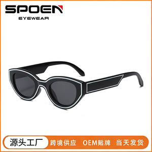 Gafas de sol tipo ojo de gato con montura completa UV400 estilo retro para mujer, protección solar, moda - Product Image 5