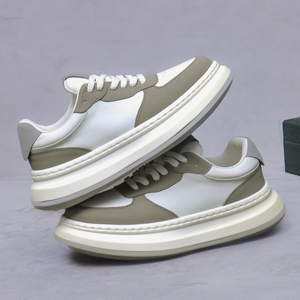 Zapatos deportivos casuales de cuero genuino para hombre, zapatos blancos de piel de vaca, zapatos de moda con suela gruesa que aumentan la altura, zapatos de lujo de alta gama para hombre - Product Image 2