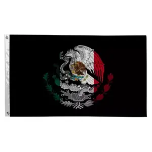 Nouveau design, <span class=keywords><strong>drapeau</strong></span> et bannière mexicaine en polyester 100D, <span class=keywords><strong>noir</strong></span>, 3x5 pieds - Product Image 1