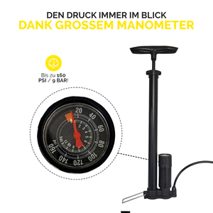 Pompe à vélo électrique portable, pompe à air pour pneus, valve, pompe à main pour vélo, accessoire avec manomètre, en plastique et en acier -M - Product Image 3