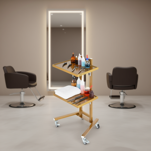 Carrito de Salón de Acero Inoxidable de 2 Niveles Vevor, Dorado, con Ruedas Silenciosas, Mueble Comercial de Diseño Moderno - Product Image 2