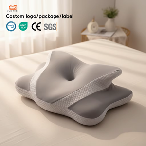 Bantal Leher Ergonomis Bentuk Kupu-kupu YUE RISE Modern Solid Custom Logo Memory Foam yang Dapat Disesuaikan - Product Image 1