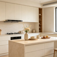 Meubles de cuisine modulaires modernes de luxe sur mesure HNSJ, construction en contreplaqué, ensemble pour appartement avec portes en contreplaqué et îlot de cuisine