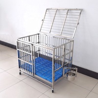 LIZE PET Grande cage pliable pour chien en acier inoxydable avec plateau en plastique pour chiens