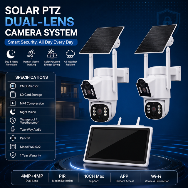 SolCam WS1022 Solar Powered Outdoor Security Camera with WiFi Night Vision and Two-Way Audio for Home and Property