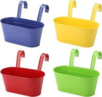 Support de plante de seau suspendu avec crochet couleur sac à dos jardinière en fer en métal pour décoration de clôture de garde-corps de pont extérieur