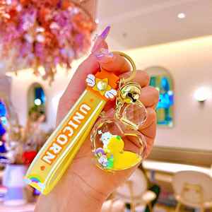 New Creative Crystal Rabbit Cute Keychain Luxury Floating Cute Moving Liquid Quicksand <b>Key</b> <b>Ring</b> for Women Bag Pendant - Product Image 5