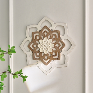 Nouveautés : Décoration murale rustique en bois MDF découpé au laser, motif floral sculpté, pour salon et intérieur moderne - Product Image 3