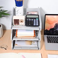 Plateau à lettres à 3 niveaux Porte-revues empilable Organisateur de documents Organisateur de fichiers A4 Porte-fichiers en plastique à chargement frontal
