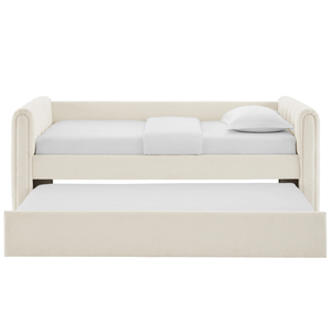 <span class=keywords><strong>Lit</strong></span> d'appoint double avec <span class=keywords><strong>lit</strong></span> <span class=keywords><strong>gigogne</strong></span>, silhouette épurée, tissu bouclé capitonné, pour chambre d'hôtes - Product Image 6