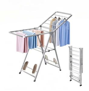 Stendibiancheria Pieghevole in Metallo, Portascarpe, Mobile, Volume di Imballaggio Ridotto, <span class=keywords><strong>Risparmio</strong></span> sui Costi di Spedizione - Product Image 2