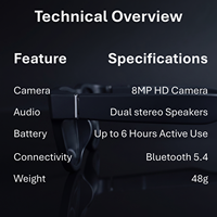 Lunettes Intelligentes IA Anti-Lumière Bleue avec Caméra 8MP, Traduction, Appel Vocal et Enregistrement Vidéo